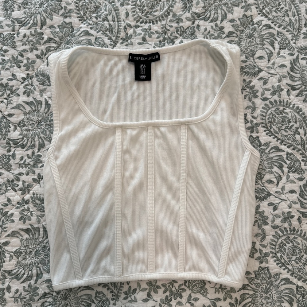 Sincerely Jules White Ribbed Crop Top